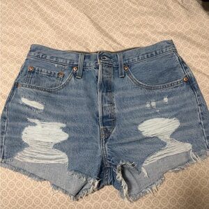 Levi's Classic Blue Ripped Jean Shorts
